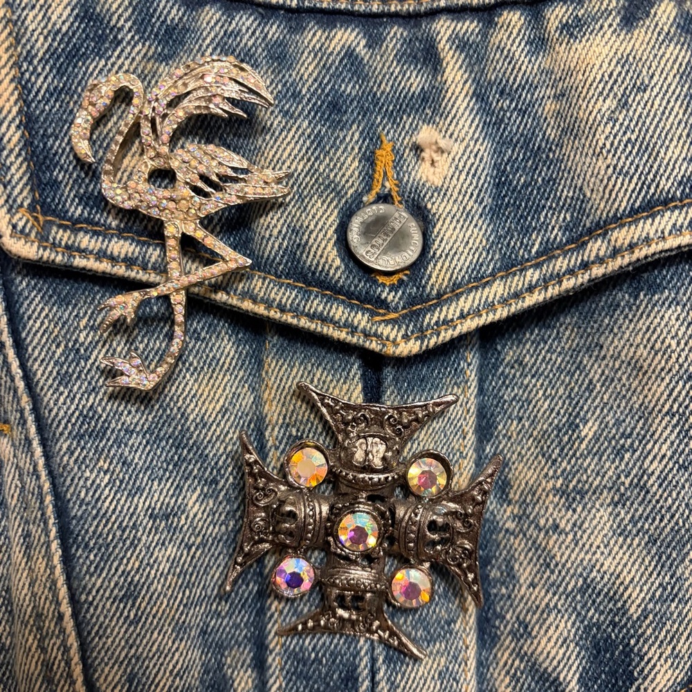 Legends & Fables Upcycled‎ Steampunk Denim Jacket w/ Vintage Watch Size L - Picture 8 of 16
